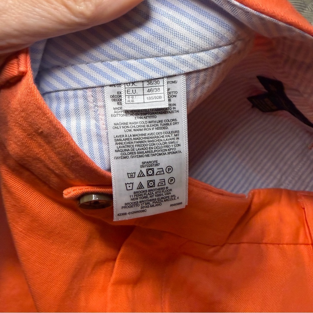 Brooks Brothers Linen Blend Orange Men's Chinos 38 x 30 - Picture 5 of 10